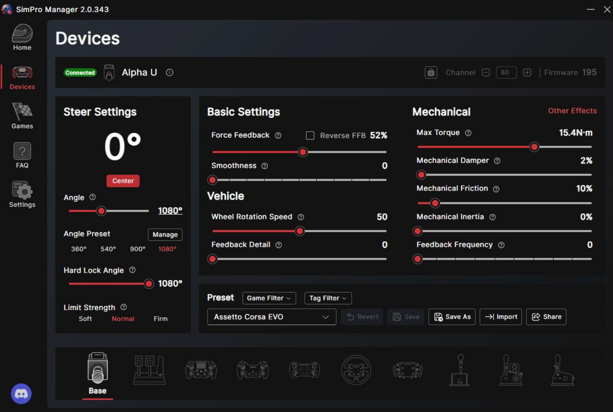 Simagic settings